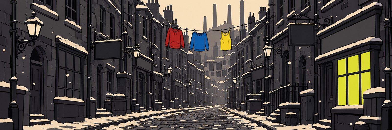 A street in Sootfall under falling ash