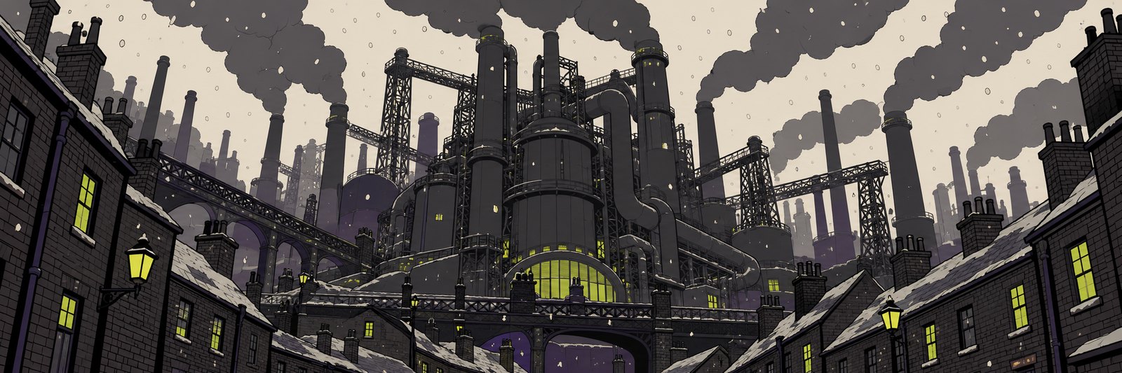 The Works, the machine at the centre of Sootfall, pouring ash over the city